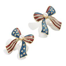 BAUBLEBAR Americana Bow Goldtone Simulated Pearl Stud Earrings 