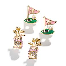 BAUBLEBAR Hole in One Golf Clubs and Flag and Hole Earrings Set