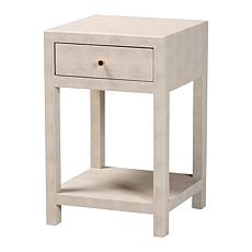 Baxton Studio Dansby Faux Shagreen Wood End Table with Drawer