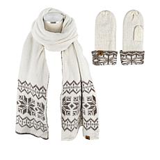BEARPAW Fair Isle Chenille Scarf and Mitten Set