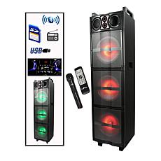 beFree Sound Party Lights Triple 10 Inch Subwoofers Bluetooth Porta...
