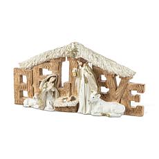 BELIEVE Holy Family Resin Figurine 8"H x 16"L x 3"W