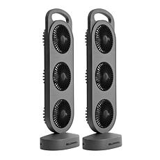 Bell + Howell 2-Pack Rechargeable 3 Tier Tower Fan with 3 Speeds