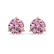 BellaMoi 14K 4ctw Created Pink Moissanite Solitaire Stud Earrings