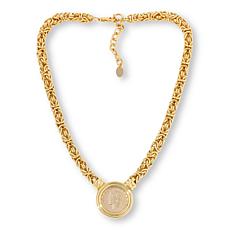 Bellezza 20 Lira Coin Bronze Byzantine Chain Drop Necklace 