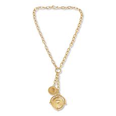 Bellezza 20 Lira Coin Double Drop Pendant Watch Necklace