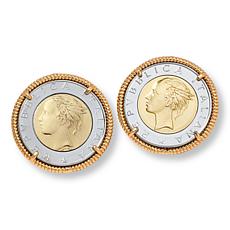 Bellezza 500 Lira Coin Bronze Stud Earrings