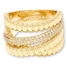 Bellezza Bronze 4-Row Crossover Textured Pavé Illusion Ring