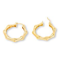 Bellezza Bronze Bamboo Design Goldtone Hoop Earrings
