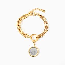 Bellezza Bronze Chain Toggle Lira Coin Bracelet 