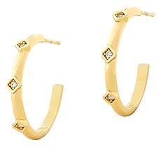 Bellezza Bronze Cubic Zirconia Square Station Hoop Earrings 