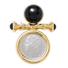 Bellezza Bronze Goldtone 100 Lira Coin & Gemstone Brooch