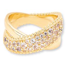 Bellezza Bronze Goldtone 1.12ctw White Topaz Beaded Crossover Ring