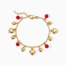 Bellezza Bronze Heart Charm Motif & Stone Bracelet