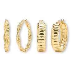 Bellezza Bronze Set of 2 Pairs Textured Hoop Earrings