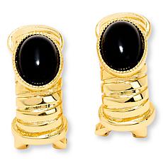 Bellezza Goldtone Bronze Onyx Ridged 1/2-Hoop Earrings