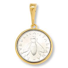 Bellezza Polished Bee Lira Coin Enhancer Pendant