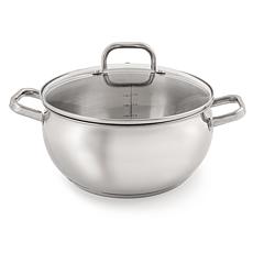 Belly Shape 18/10 SS 9.5" Stock Pot with Glass Lid, 5.5qt.
