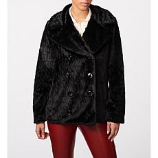 Bernardo Double Breasted Faux Fur Jacket