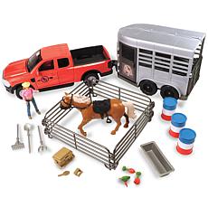 Big Country Toys 24-Piece Truck & Horse Trailer Playset