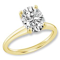 Bright Halo Lab Grown Diamonds 14K Gold 2ct Oval Cut Solitaire Ring