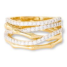 Bright Halo Lab Grown Diamonds .51ctw Five-Row Bamboo Highway Ring
