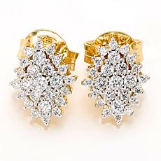 Bright Halo Lab Grown Diamonds .79ctw Lozenge Cluster Stud Earrings