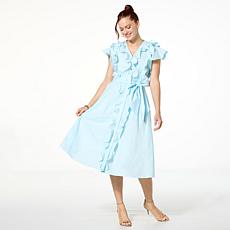 C Wonder Buttoned Ruffled Dress