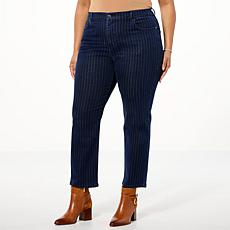 C Wonder by Christian Siriano Metallic Stripe Slim Straight-Leg Jean