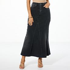 C Wonder Denim Paneled Maxi Skirt