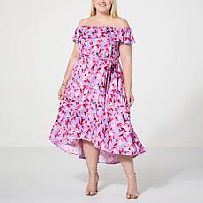C Wonder On/Off the Shoulder Flounce Dress