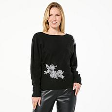 C Wonder Reversible Lace Dolman Sweater