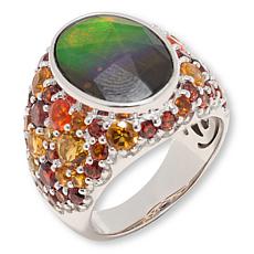 Canadian Ammolite Gems Multigemstone Statement Ring