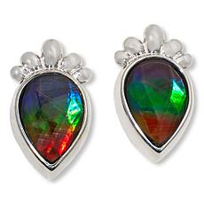 Canadian Ammolite Gems Pear-Shape Ammolite Stud Earrings