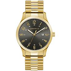 Caravelle by Bulova Goldtone Men's Black Dial Expansion Band Watch
