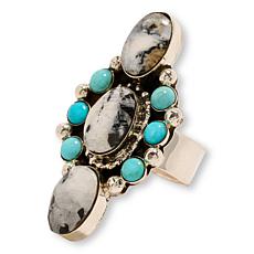 Chaco Canyon Buffalo Howlite, Sleeping Beauty Turquoise Elongated Ring