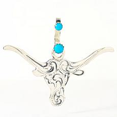 Chaco Canyon Campitos Turquoise Sterling Silver Cow Skull Charm