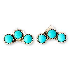 Chaco Canyon Kingman Turquoise 3-Stone Curved Sterling Silver Studs
