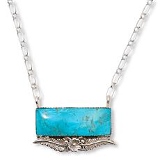 Chaco Canyon Kingman Turquoise Leaf & Flower Bar Necklace