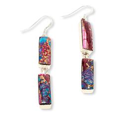 Chaco Canyon Metal Matrix Purple Turquoise Bar Drop Earrings