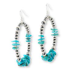Chaco Canyon "Navajo Pearl" & Kingman Turquoise Hoop Earrings