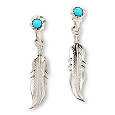 Chaco Canyon Sleeping Beauty Turquoise Feather Earrings