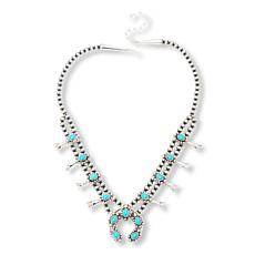 Chaco Canyon Sleeping Beauty Turquoise Petite Squash Blossom Necklace