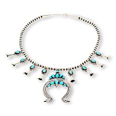 Chaco Canyon Sleeping Beauty Turquoise Squash Blossom Station Necklace