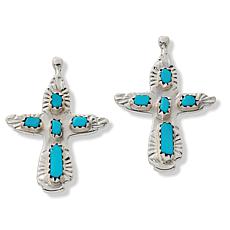 Chaco Canyon Sterling Silver Campitos Turquoise Cross Earrings