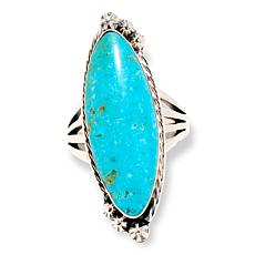 Chaco Canyon Sterling Silver Campitos Turquoise Elongated Ring
