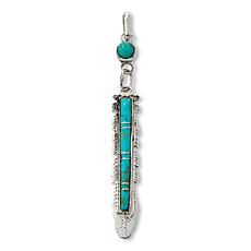 Chaco Canyon Sterling Silver Campitos Turquoise Feather Pendant