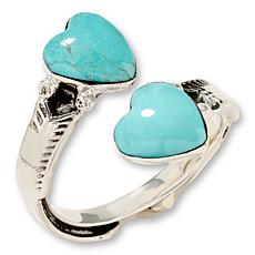 Chaco Canyon Sterling Silver Campitos Turquoise Heart Bypass Ring