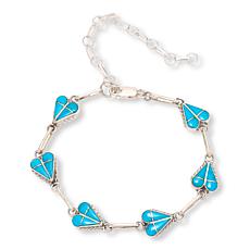 Chaco Canyon Sterling Silver Campitos Turquoise Heart Link Bracelet