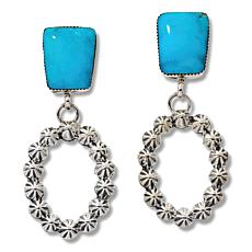 Chaco Canyon Sterling Silver Campitos Turquoise Oval Drop Earrings